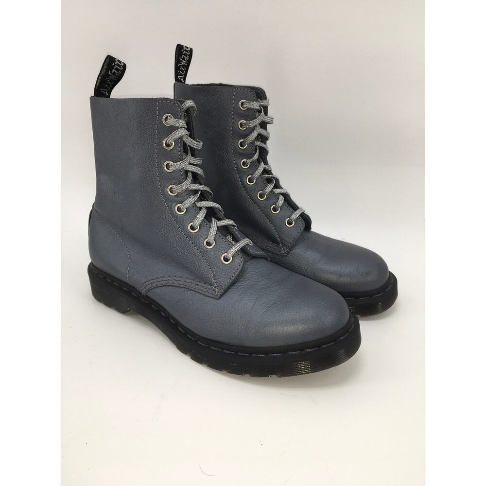 Dr Martens Doc 1460 Pascal Metallic Virgina Combat Boot Womens 10 Gunmetal Grey